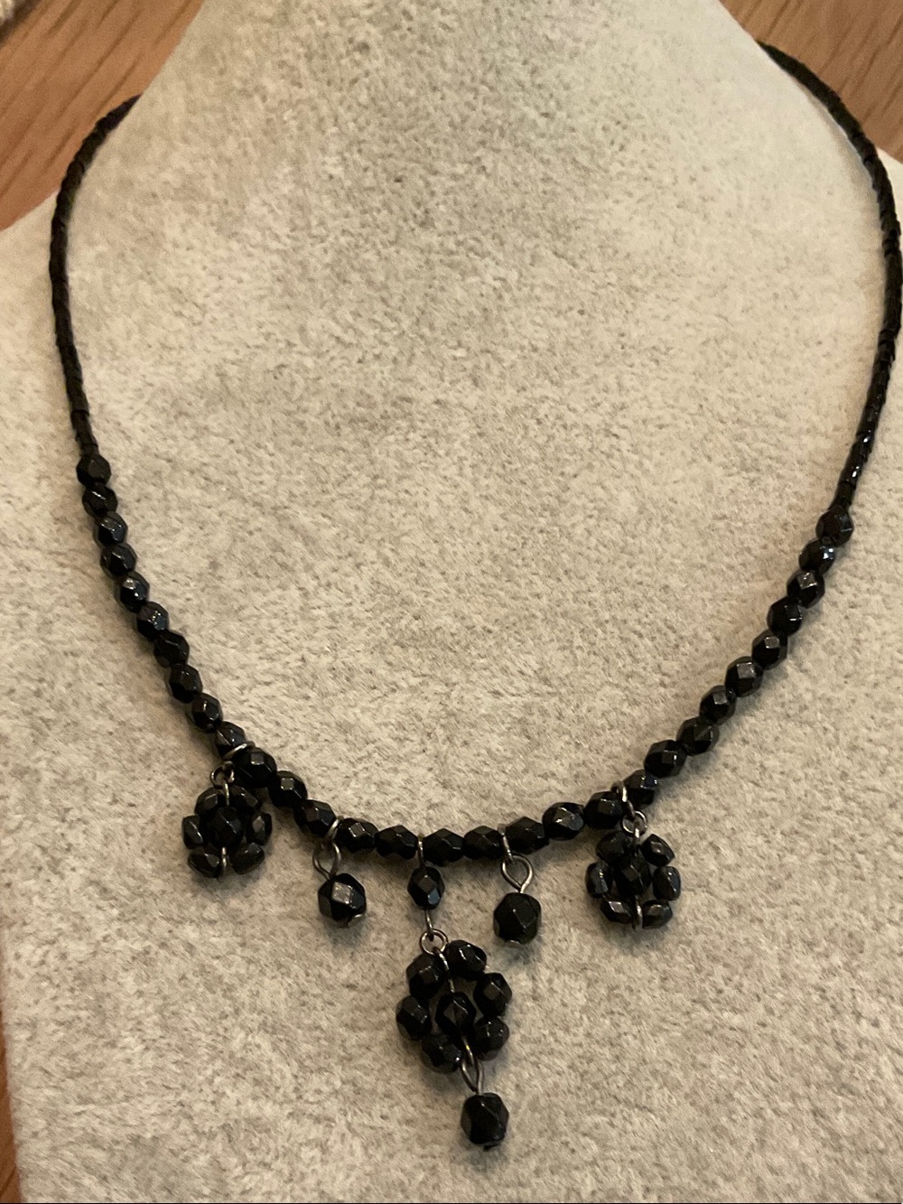 Vintage 1928 Brand Black Crystal Fringe Choker Pendant Necklace Vintage Revival